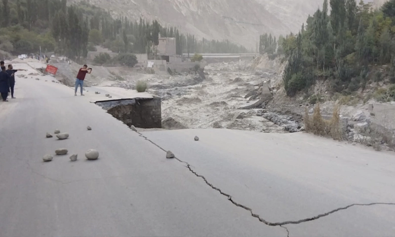 Glacial lake outburst damages Karakoram Highway