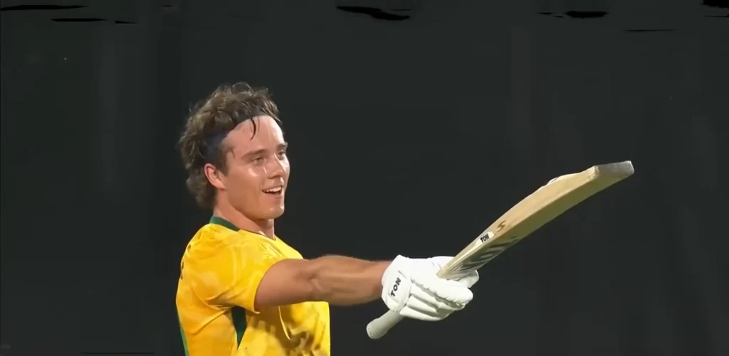 Dewald Brevis scored 125 not out to help South Africa beat Australia by 53 runs in the second Twenty20 International (T20I) at Darwin.