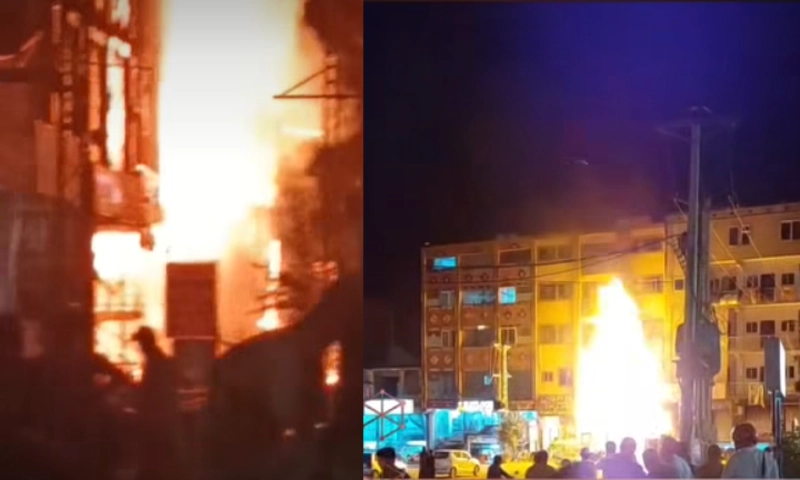 fire in pakistan town