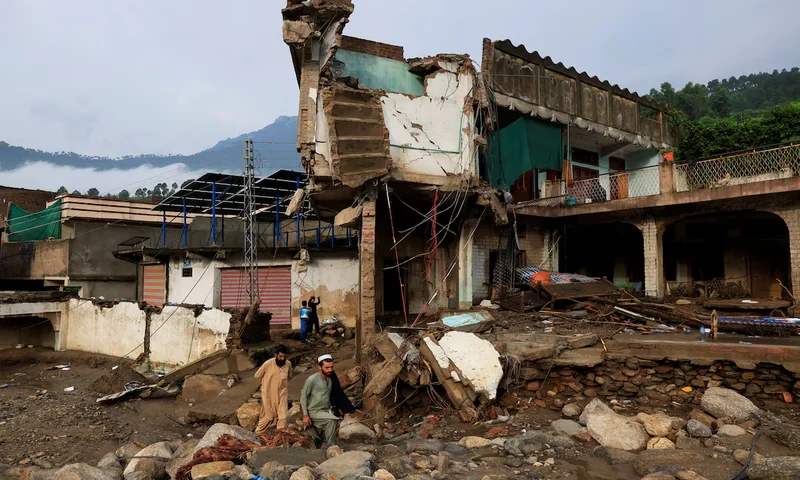 floods washed away houses in Buner