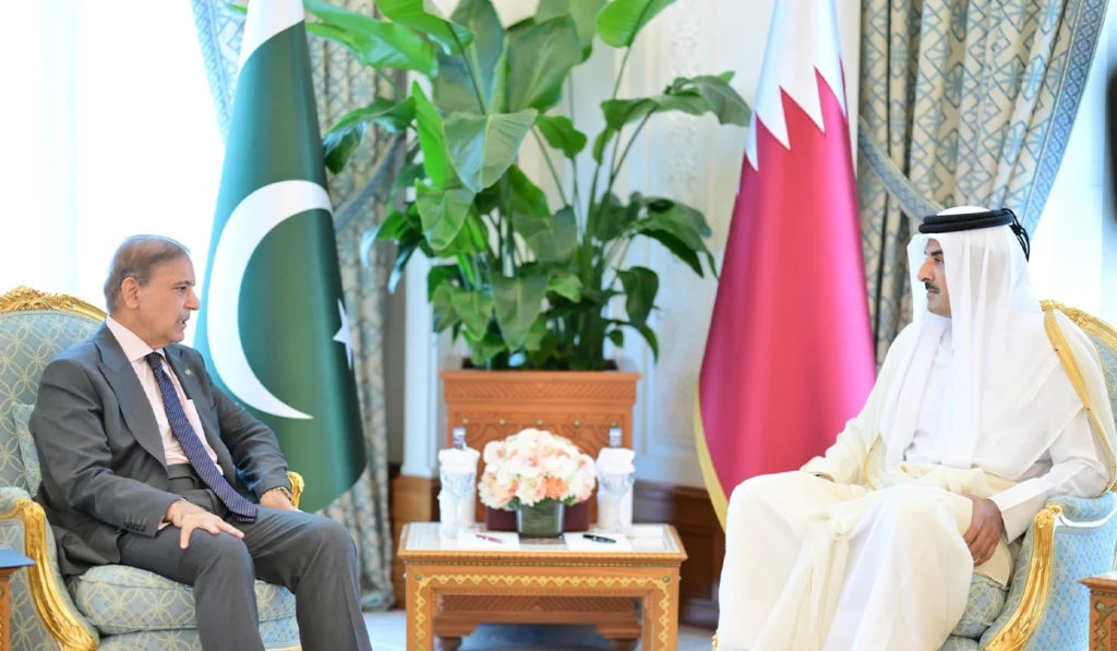 Shehbaz in Qatar, calls for unity amid Israeli provocations