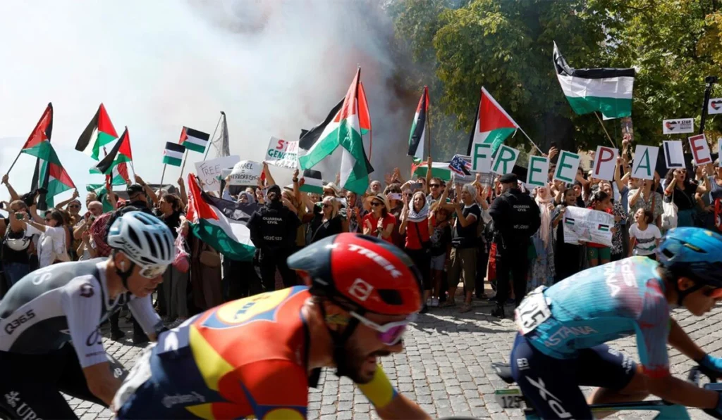 Vuelta final stage abandoned amid pro-Palestine protest