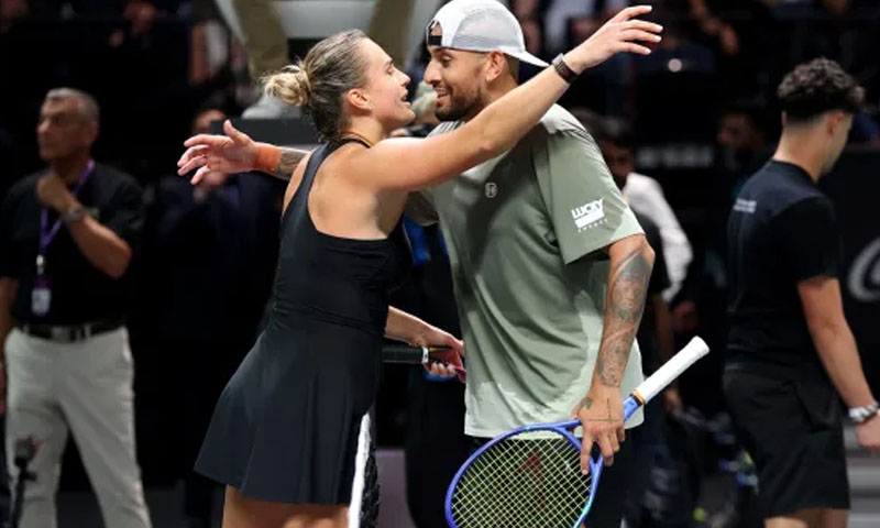 Nick Kyrgios beats Aryna Sabalenka in highly publicised ‘Battle of the Sexes’ exhibition