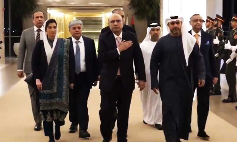 President Zardari arrives in Abu Dhabi on four-day official visit