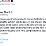 Sharif proposes mediation; Trump shares offer on Truth Social