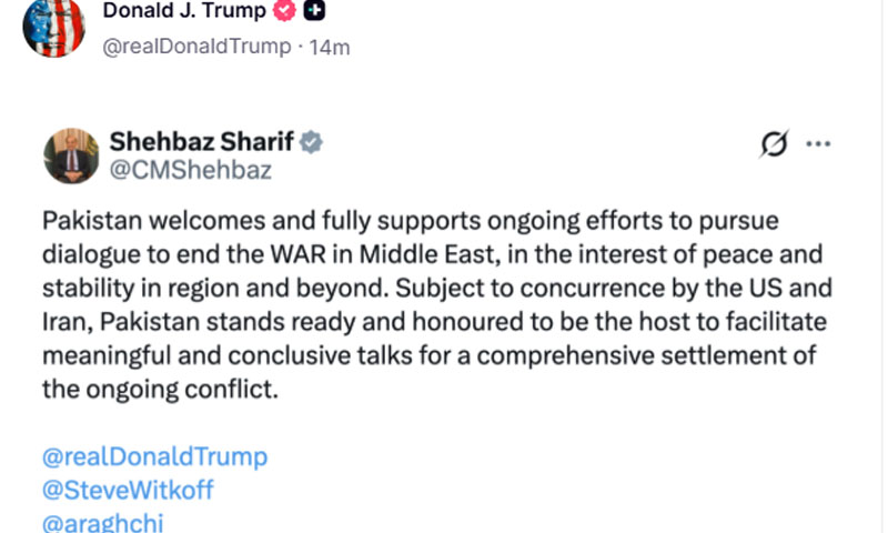 Sharif proposes mediation; Trump shares offer on Truth Social