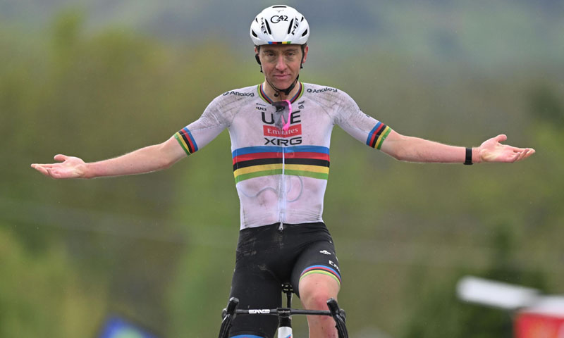 Pogacar dominates final climb to secure Liege hat-trick