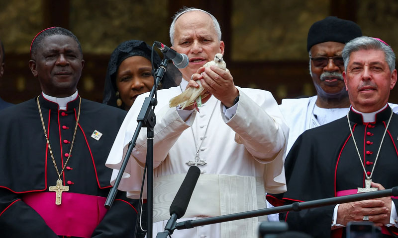 Pope Leo says world ‘ravaged by handful of tyrants’