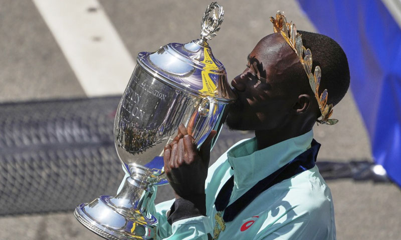 Boston marathon: Korir smashes course record as Kenya dominates race