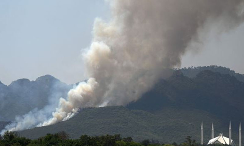 Massive fire erupts in Margalla Hills, over 100 firefighters battle blaze: Photo taken when the incident took place