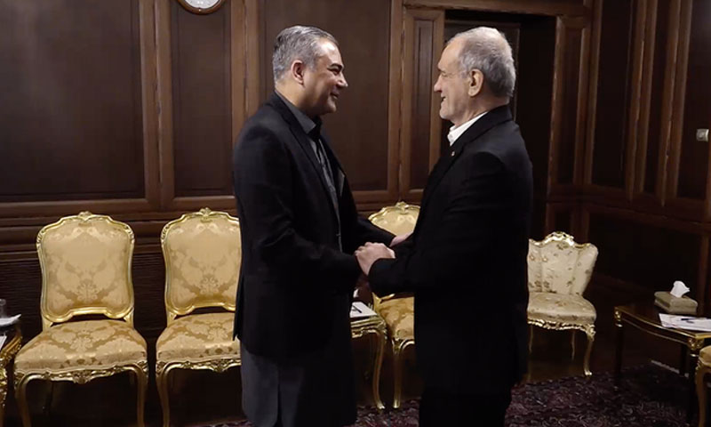 Masoud Pezeshkian discusses Iran-US talks, regional stability with Pakistan’s Mohsin Naqvi