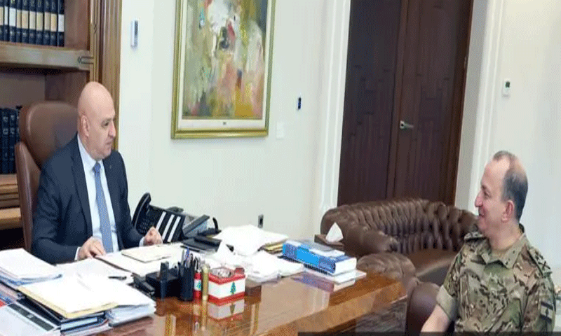 Lebanese President Aoun discusses army's postwar missions with Commander Haykal