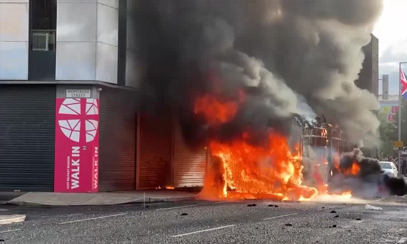 Knife attack victim's family calls for calm after anti-immigrant violence in Belfast
