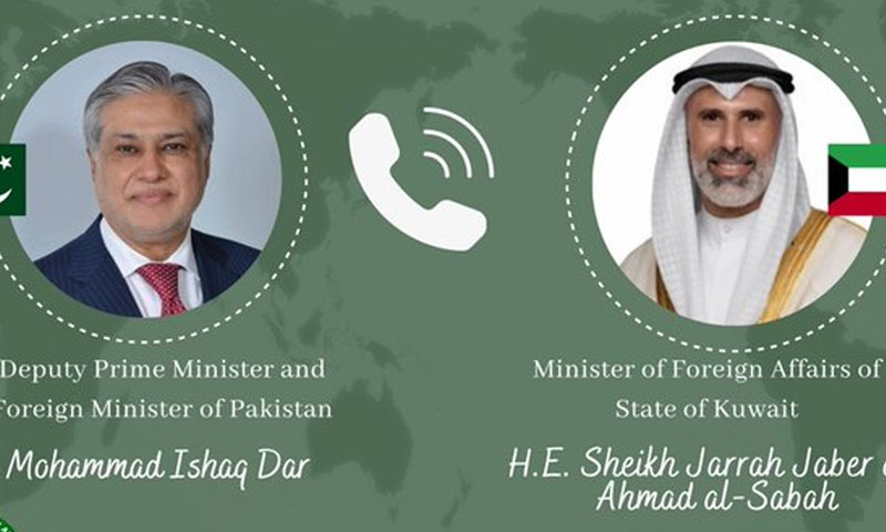 Ishaq Dar, Kuwaiti FM discuss regional situation, stress need for de-escalation