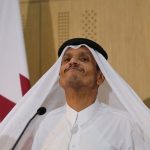 Qatari Prime Minister and Minister of Foreign Affairs Sheikh Mohammed bin Abdulrahman Al-Thani adjusts his headdress before a press conference following high-level discussions in El Alamein, Egypt on August 20, 2026. — Photo Courtesy: REUTERS