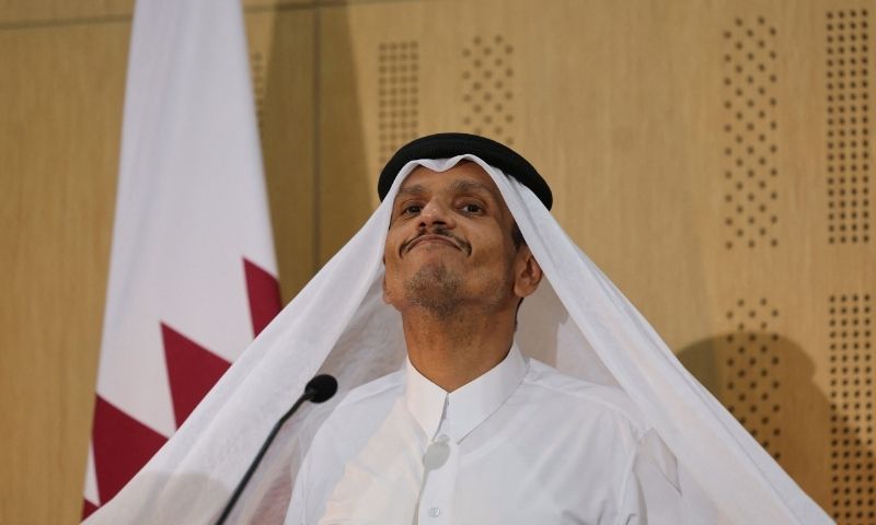 Qatari Prime Minister and Minister of Foreign Affairs Sheikh Mohammed bin Abdulrahman Al-Thani adjusts his headdress before a press conference following high-level discussions in El Alamein, Egypt on August 20, 2026. — Photo Courtesy: REUTERS