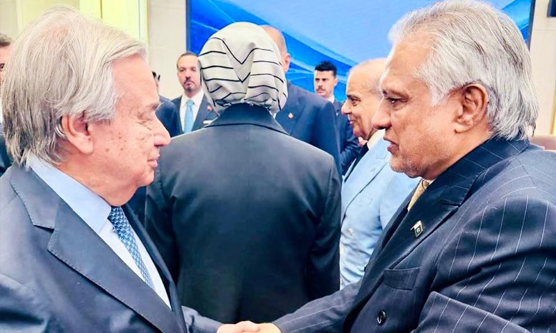 Dar meets Guterres on sidelines of SCO summit, invites him to Pakistan