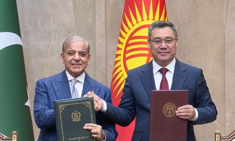 PM Shehbaz and Japarov signed a joint declaration between the two countries and the foreign ministries of Pakistan and Kyrgyzstan also exchanged a document on a cooperation programme between them. — SCREENGRAB