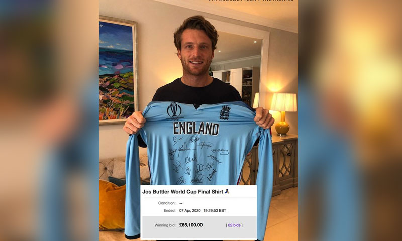 کورونا فنڈ: جوز بٹلر کی شرٹ ایک کروڑ روپے سے زائد میں نیلام