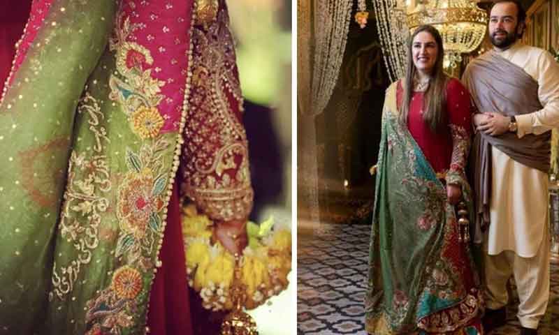 بختاور بھٹو کے مہندی کے دوپٹے پر لکھی تحریر سب کی توجہ کا مرکز