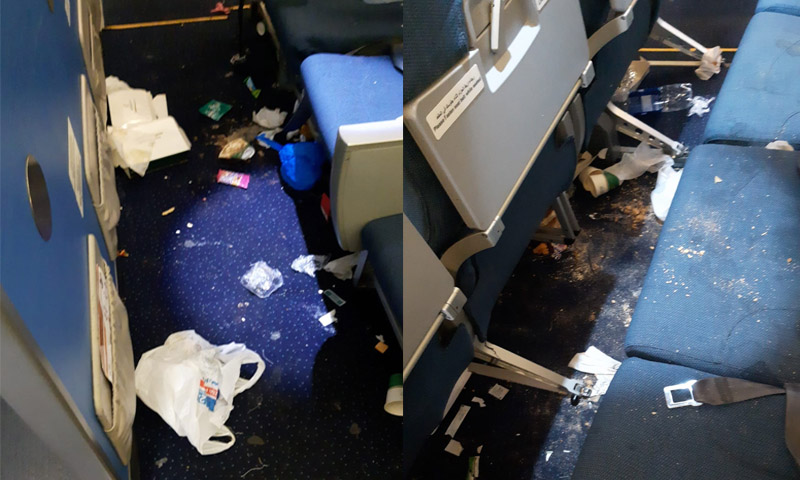 پی آئی اے کے جہاز میں گندگی کی تصاویر وائرل