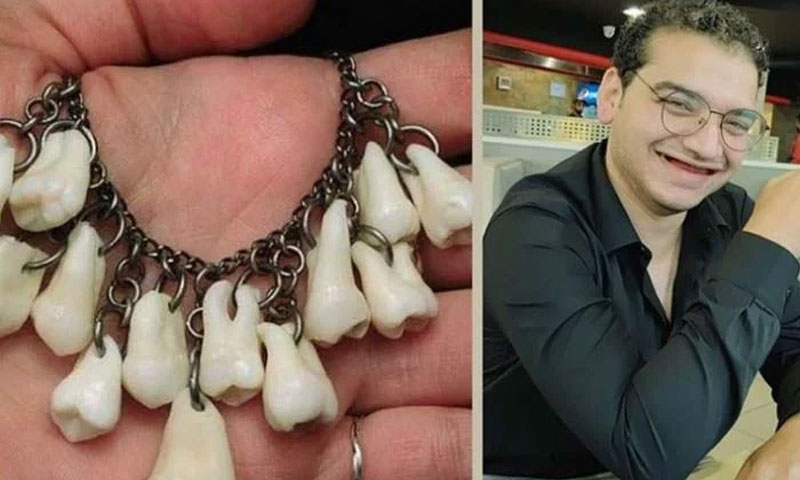 محبت کی یقین دہانی کیلئے بتیسی کا ہار بنا لیا