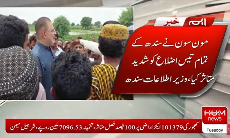 حیدرآباد میں 60 سے زائد ریلیف کیمپس لگائے ہیں، متاثرین کو کھانا اور دیگر اشیا دے رہے ہیں، شرجیل میمن