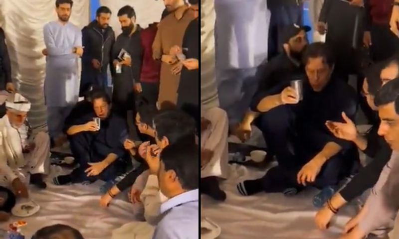 عمران خان کی نیچے بیٹھ کر کارکنان کے ساتھ افطار، ویڈیو وائرل