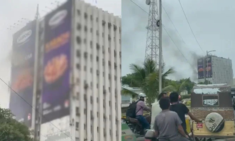 کراچی، شارع فیصل پر واقع عمارت میں آگ بھڑک اٹھی