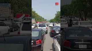 Due to the development work on Park Road, worst traffic jam, long queues of vehicles were formed