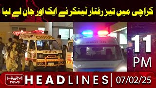 Hum News Headlines 11 PM | Speeding tanker kills another in Karachi