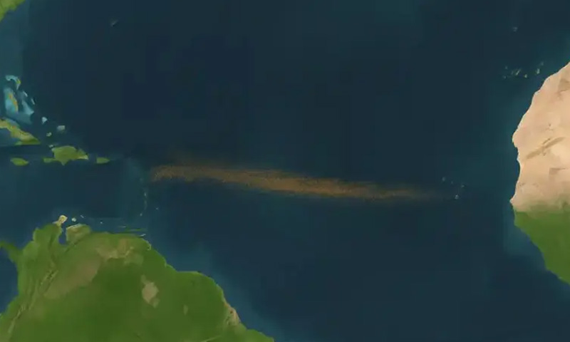 زمین سے خلا تک نظر آنے والی گھاس، بحرِ اوقیانوس (Atlantic Ocean) میں حیران کن منظر