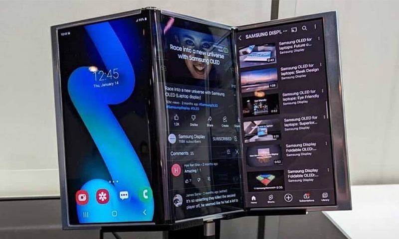 سام سنگ کا نیا تین حصوں میں فولڈ ہونے والا فون تیار