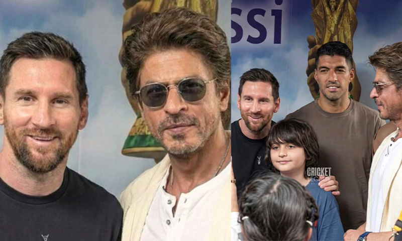 لیونل میسی کی شاہ رخ خان اور ان کے بیٹے ابرام سے خصوصی ملاقات