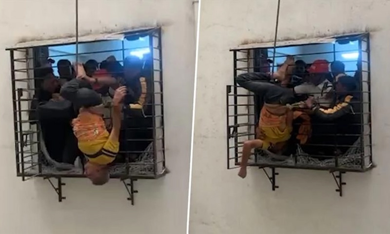 دسویں منزل سے گرنے کے باوجود شخص معجزانہ طور پر بچ گیا