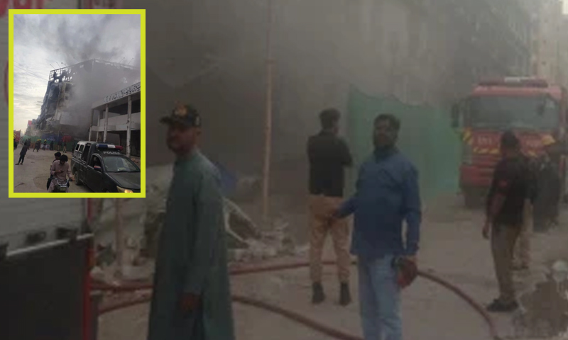 کراچی کے  گل پلازہ میں دوبارہ آگ لگ گئی