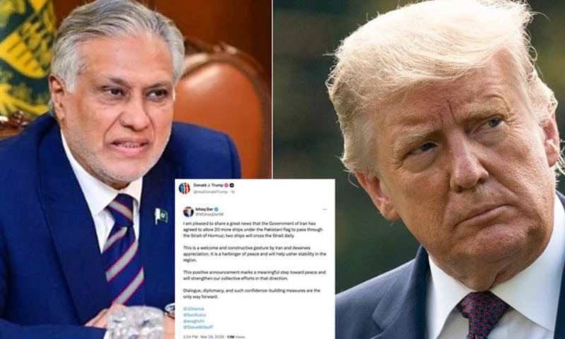 امریکی صدر ٹرمپ نے اسحق ڈار کی آبنائے ہرمز سے گزرنے کی اجازت والی ٹویٹ شیئر کر دی