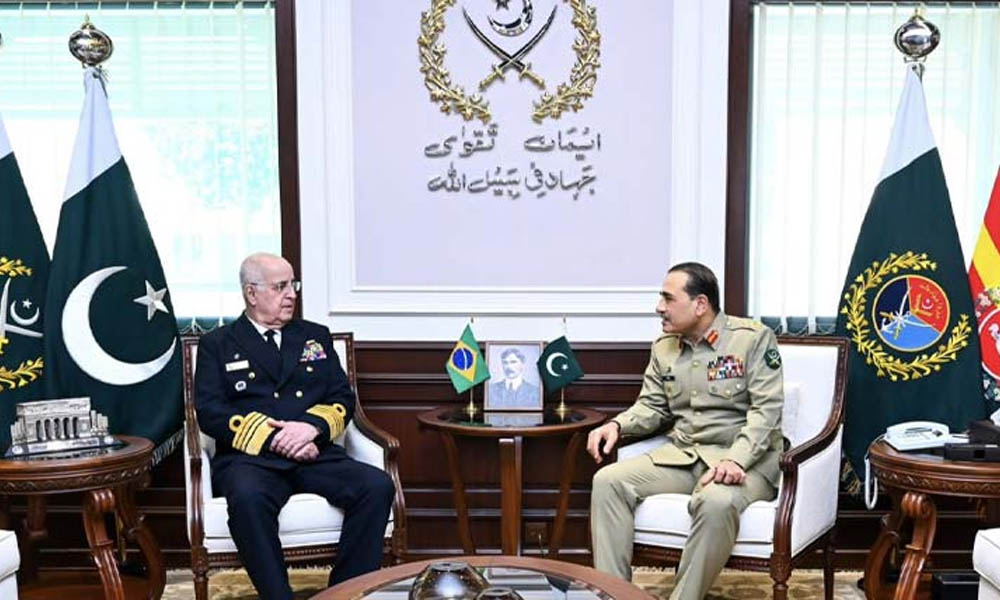 فیلڈ مارشل سید عاصم منیر سے برازیلی عسکری وفد کی ملاقات، دفاعی تعاون مزید مضبوط بنانے پر اتفاق
