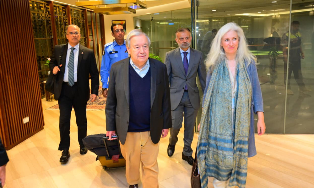 اقوام متحدہ کے سیکریٹری جنرل سرکاری دورے پر اسلام آباد پہنچ گئے